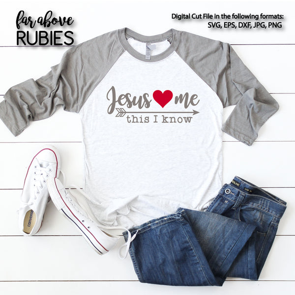 Jesus Loves Me Heart Arrow digital cut file Christian Faith