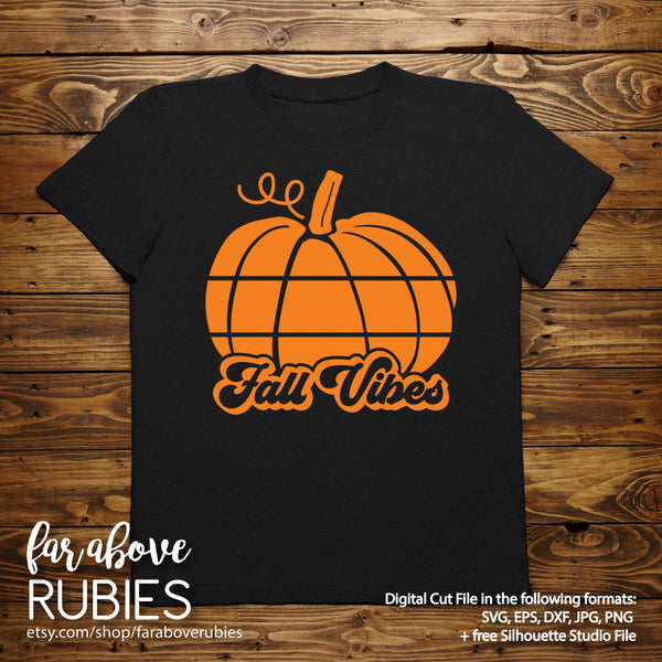 Fall Vibes Ombre Pumpkin digital cut file