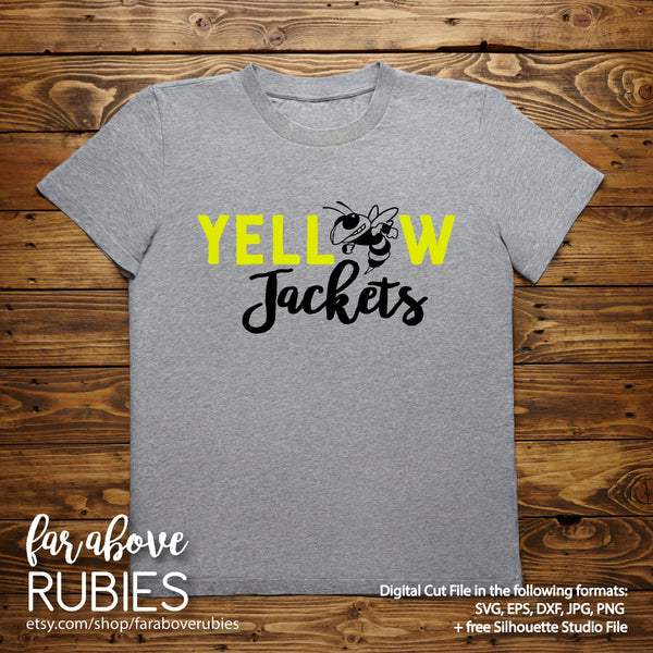 Yellow Jackets with Bee Team Spirit digital cut file