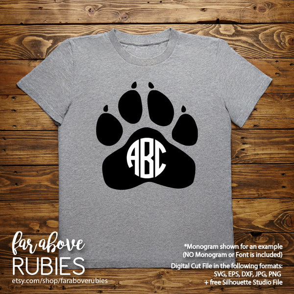 Paw Print Team Panthers Wildcats Wolverines Bulldogs Tigers Cougar Cats Lions digital cut file