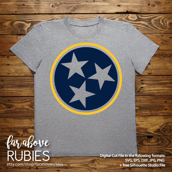 Blue Gold State of Tennessee TN Tri-Star tristar pride proud digital cut files