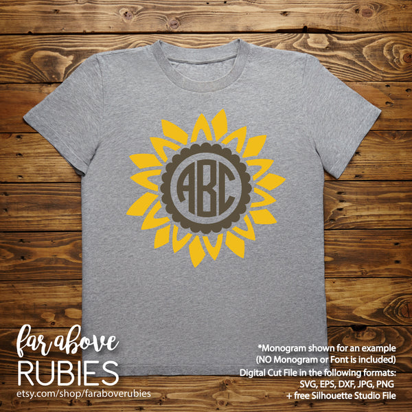 Sunflower Monogram Wreath (monogram NOT included) digital cut files