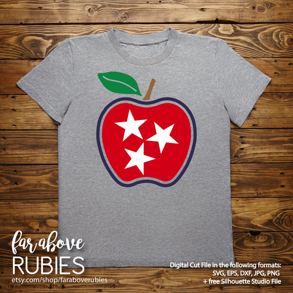 Apple Teacher Tennessee TN Tri-Star tristar pride proud digital cut files Classic