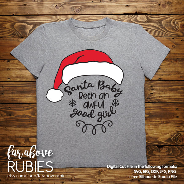 Santa Baby Hat Christmas digital cut file Christmas