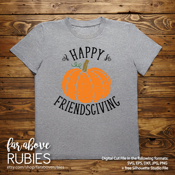 Happy Friendsgiving digital cut files Pumpkin Distressed