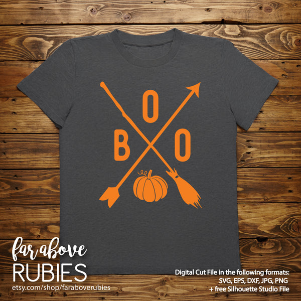 Boo Cross Arrow Broom Pumpkin Halloween digital cut file