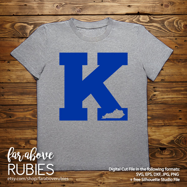 Kentucky Letter K with State Shape digital cut file