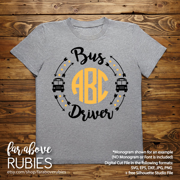 Bus Driver Monogram Wreath Arrows (monogram NOT included) digital cut file School