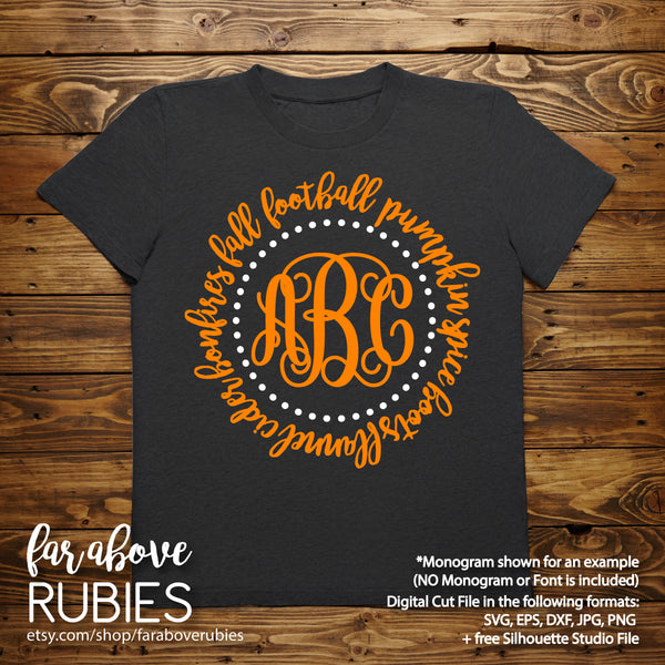 Fall Words Monogram Wreath (monogram NOT included) digital cut files