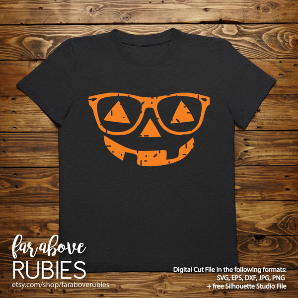 Pumpkin Face Jack-O-Lantern Glasses digital cut files