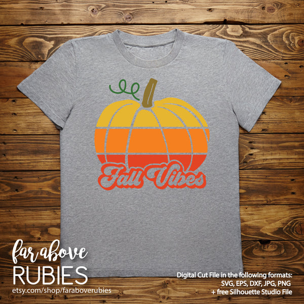 Fall Vibes Ombre Pumpkin digital cut file