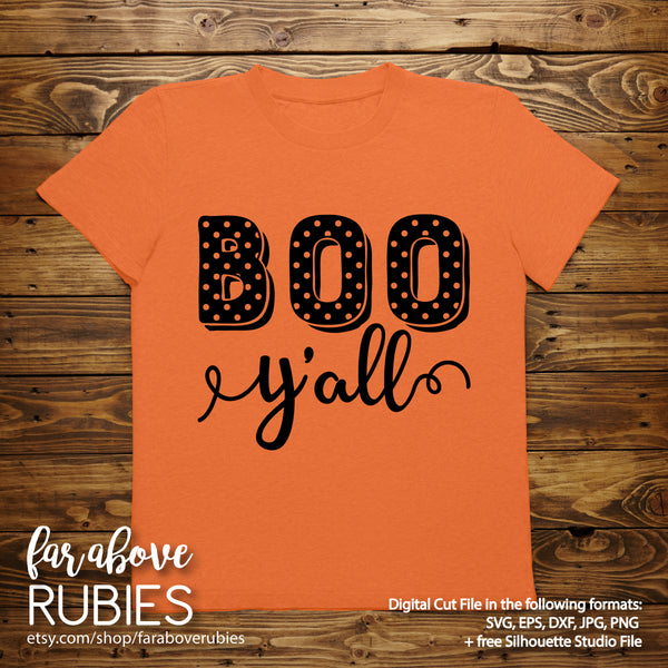 Boo Y'all Polka Dot Halloween digital cut file