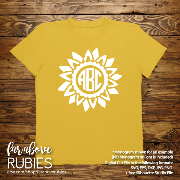 Sunflower Monogram Wreath (monogram NOT included) digital cut files