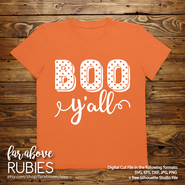 Boo Y'all Polka Dot Halloween digital cut file