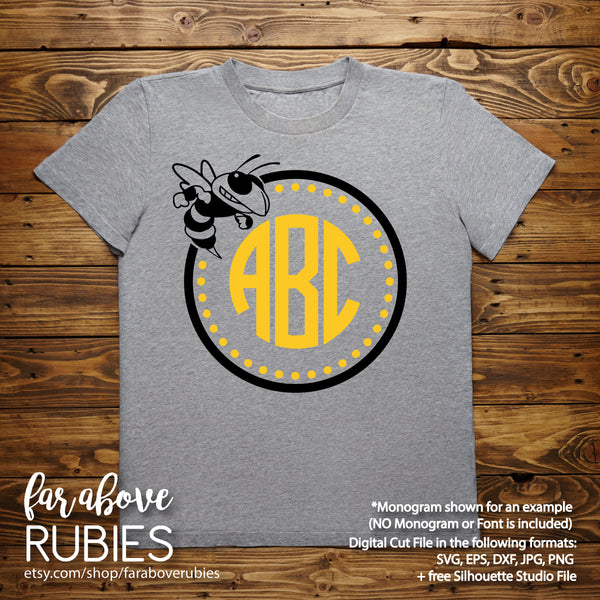 Yellow Jackets Stingers Hornets Monogram Circle (monogram NOT included) digital cut file