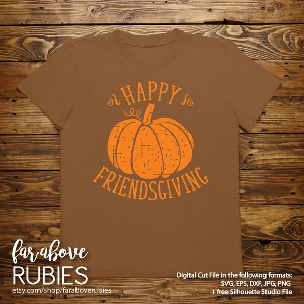 Happy Friendsgiving digital cut files Pumpkin Distressed