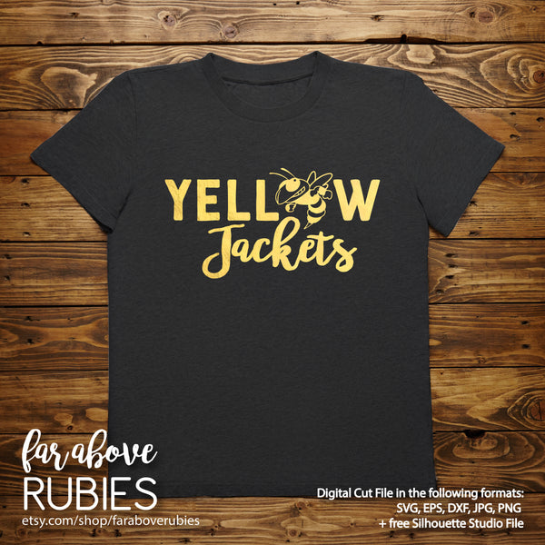 Yellow Jackets with Bee Team Spirit digital cut file