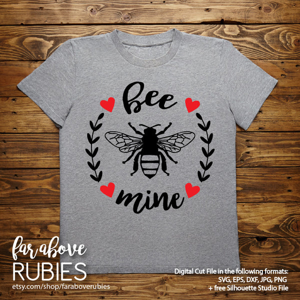 Bee Mine Hearts Valentine's Day digital cut files