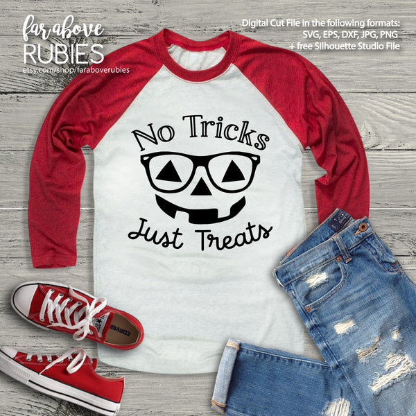 No Tricks Just Treats Pumpkin Face Glasses digital cut files