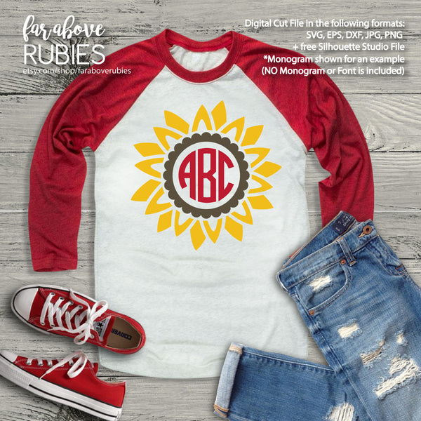 Sunflower Monogram Wreath (monogram NOT included) digital cut files