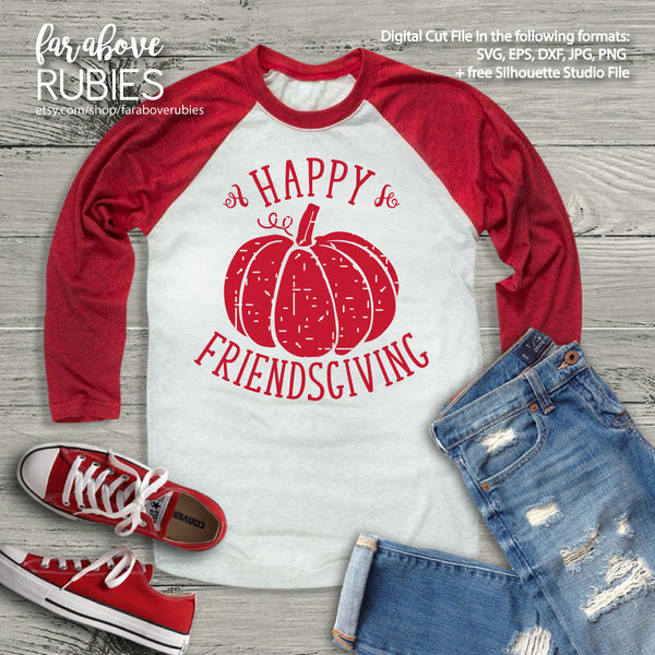 Happy Friendsgiving digital cut files Pumpkin Distressed