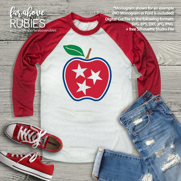 Apple Teacher Tennessee TN Tri-Star tristar pride proud digital cut files Classic