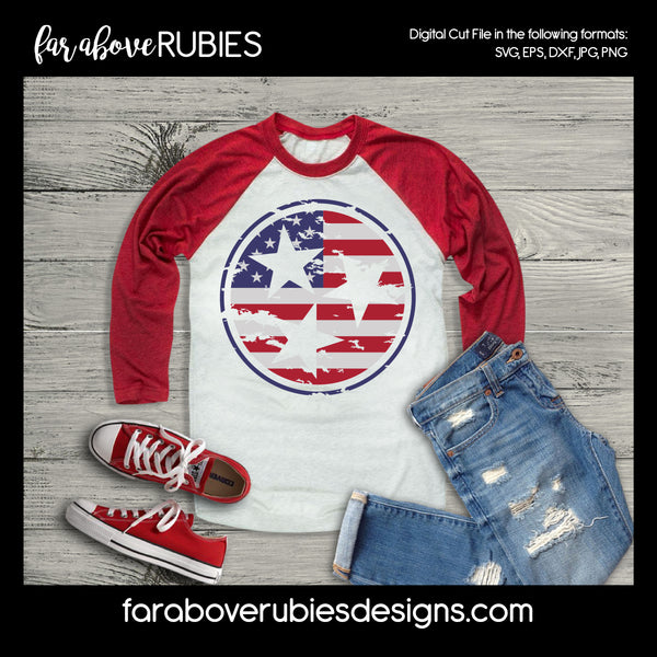 USA Flag Tennessee Distressed TriStar digital cut files Tn Grungy