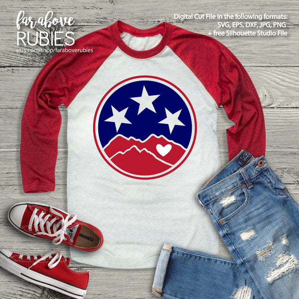 Tennessee Mountain Heart Tristar Mountains digital cut files