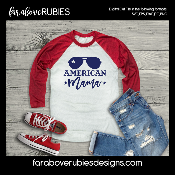 American Mama Patriotic USA Stars digital cut files