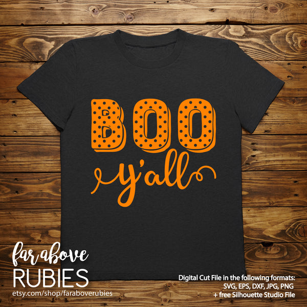 Boo Y'all Polka Dot Halloween digital cut file