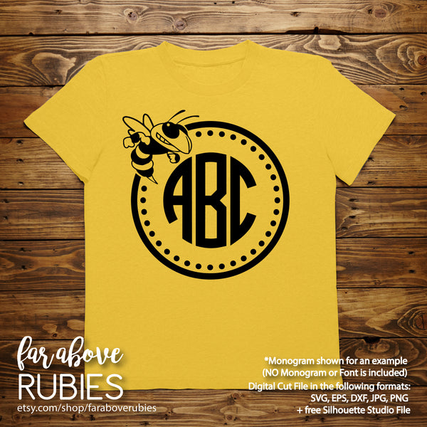 Yellow Jackets Stingers Hornets Monogram Circle (monogram NOT included) digital cut file