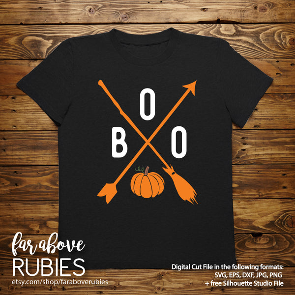 Boo Cross Arrow Broom Pumpkin Halloween digital cut file