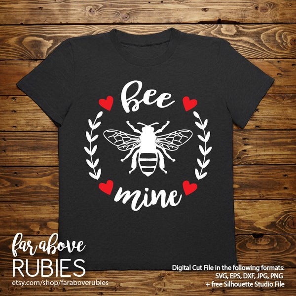 Bee Mine Hearts Valentine's Day digital cut files