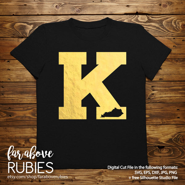 Kentucky Letter K with State Shape digital cut file