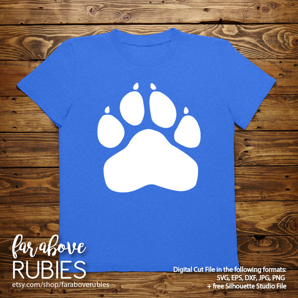 Paw Print Team Panthers Wildcats Wolverines Bulldogs Tigers Cougar Cats Lions digital cut file