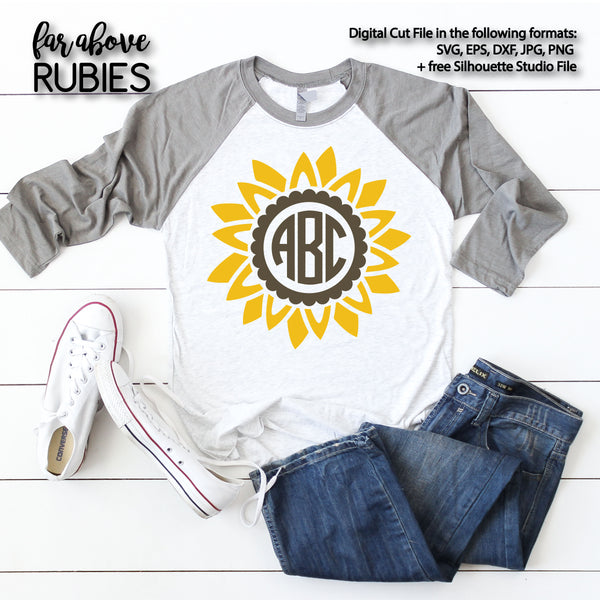 Sunflower Monogram Wreath (monogram NOT included) digital cut files