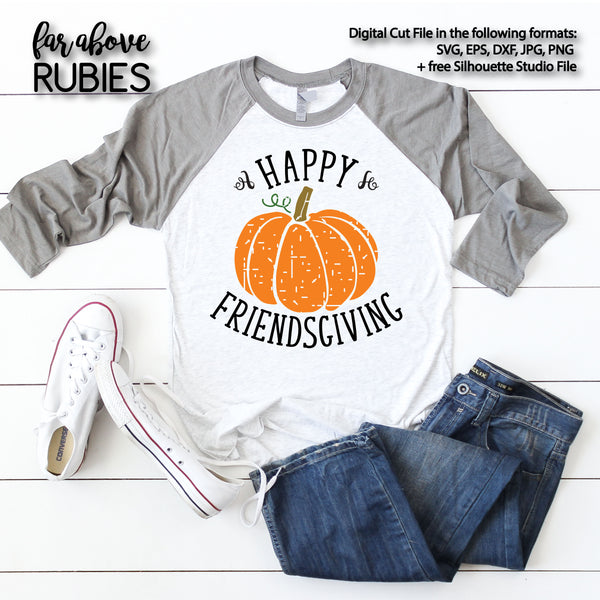 Happy Friendsgiving digital cut files Pumpkin Distressed