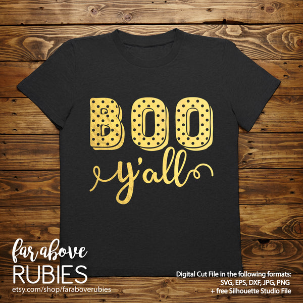 Boo Y'all Polka Dot Halloween digital cut file