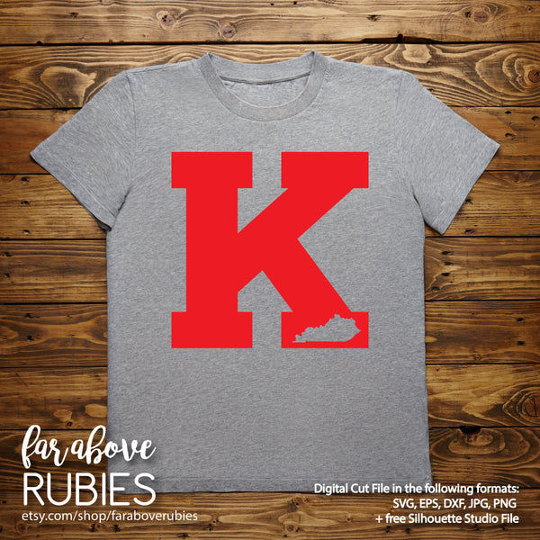 Kentucky Letter K with State Shape digital cut file